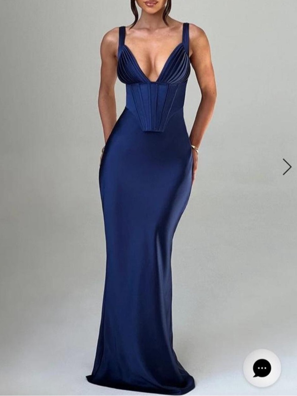 Babyboo Shea Navy Blue Corset-Style Evening Gown NWT